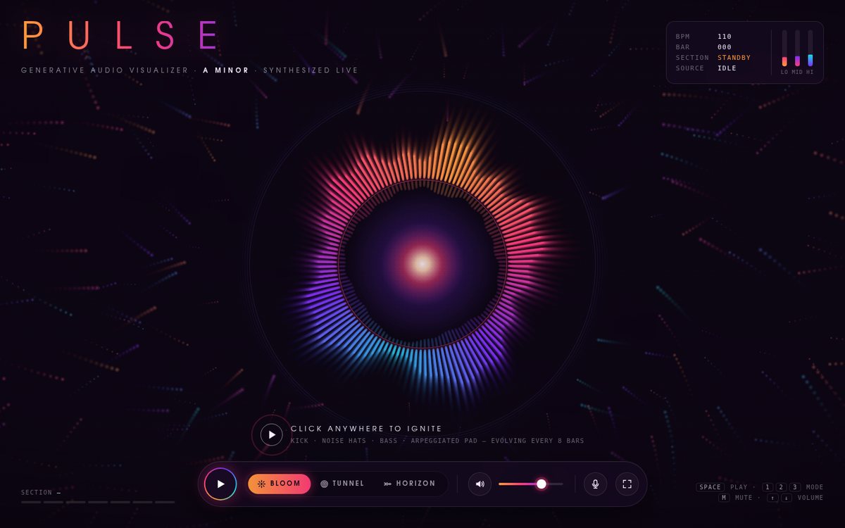 PULSE — Generative Audio Visualizer screenshot
