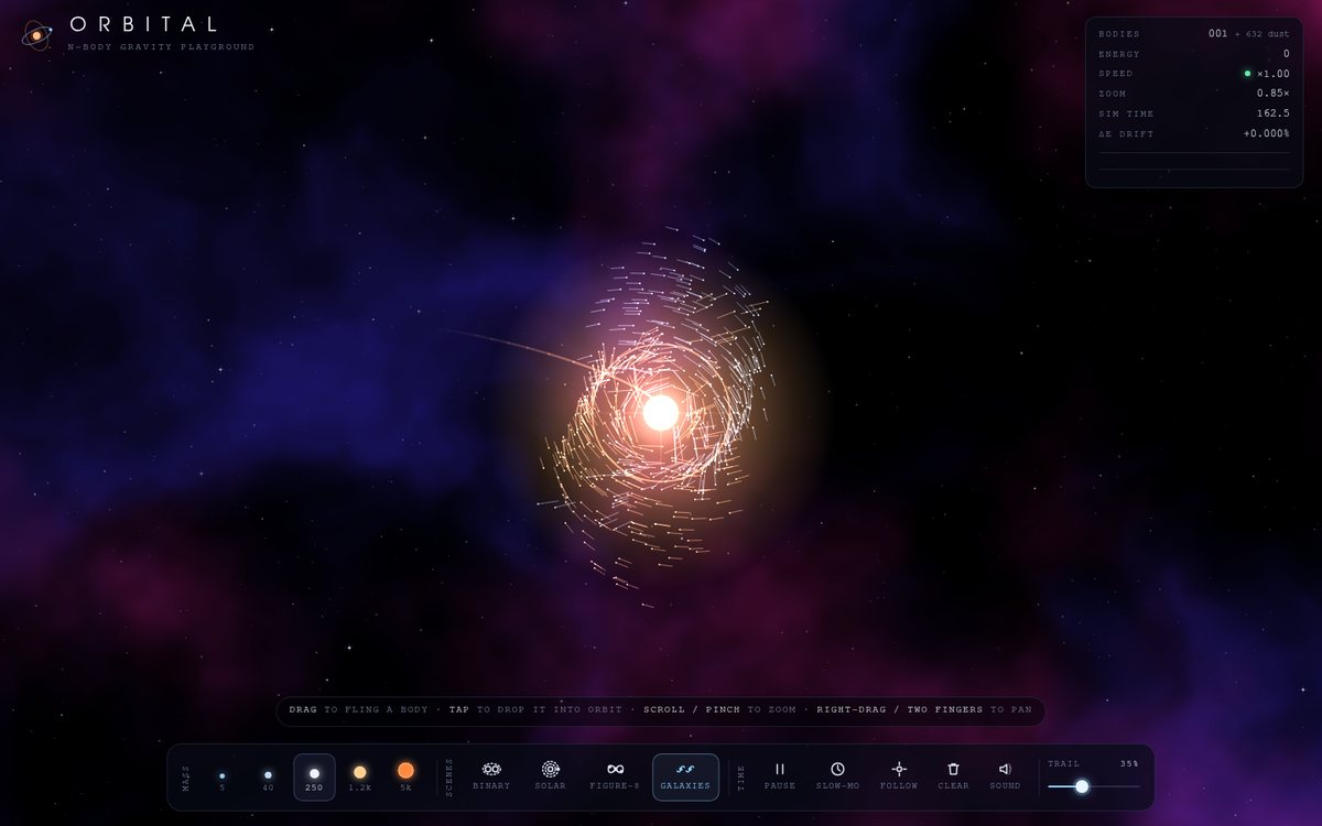 Orbital — N-Body Gravity Playground screenshot