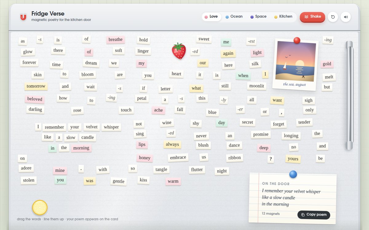 Fridge Verse — Magnetic Poetry screenshot