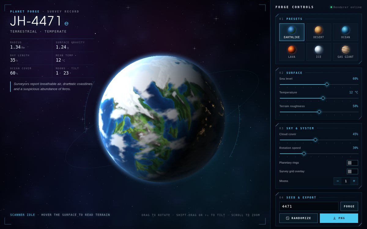 Planet Forge — Procedural World Generator screenshot